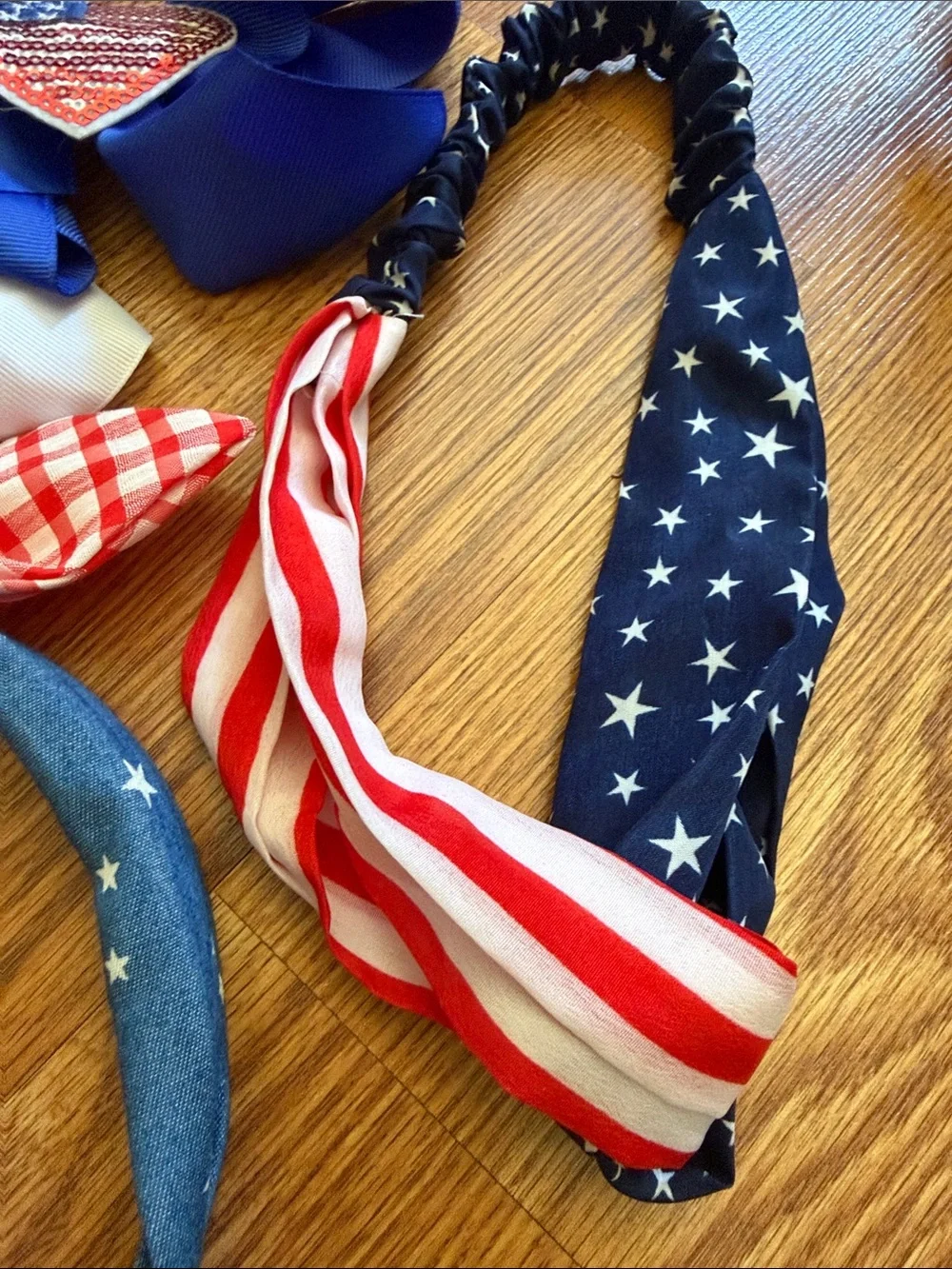 Kids Patriotic Headband & Bow Set - Red, White & Blue